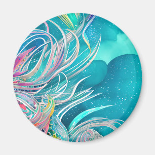 Aimant Blue Coral Beach Art Abstrait