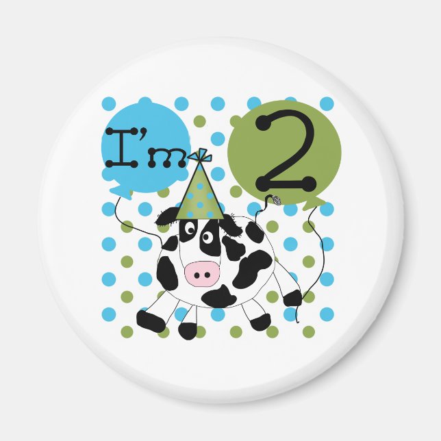 Aimant Blue Cow 2e anniversaire (Devant)