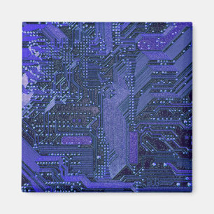 Aimant Blue Cyber Circuit Board Tech Electronique
