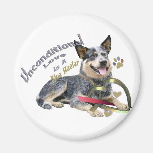 Aimant Blue Heeler Amour inconditionnel (Devant)