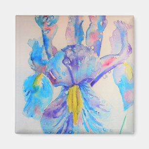 Aimant Blue Iris Art floral Aquarelle Design
