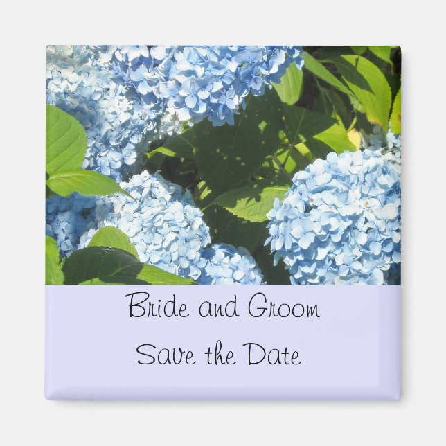 Aimant Blue Light Hydrangea Enregistrer la date (Devant)
