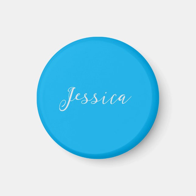 Aimant Blue Modern Elegant Plain Simple Professional Name (Devant)