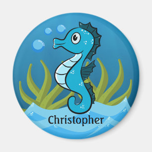 Aimant Blue Seahorse Personnalisé