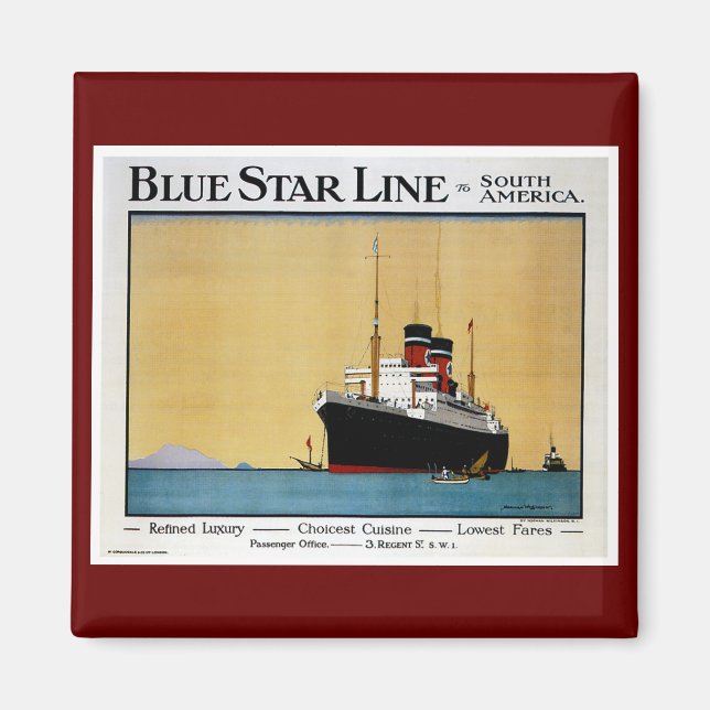 Aimant Blue Star Line Amérique du Sud (Devant)