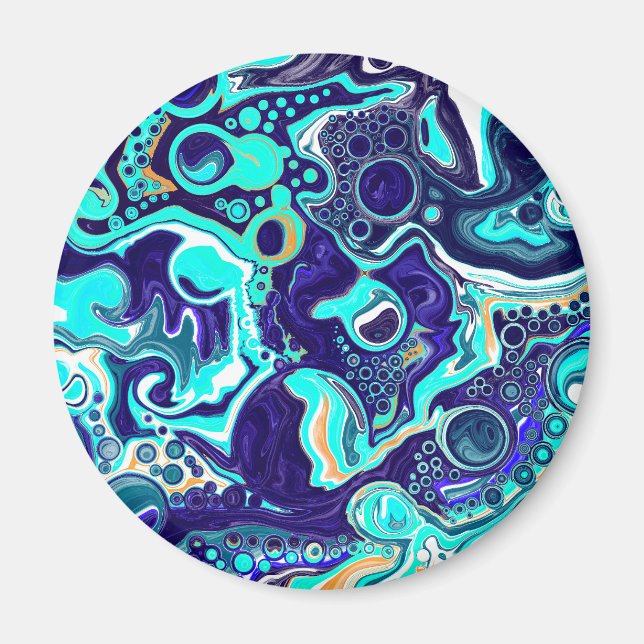 Aimant Blue Turquoise Ocean Swils Fluid Art (Devant)