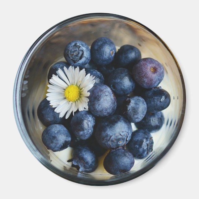 Aimant Blueberries et marguerites dans le réfrigérateur d (Devant)