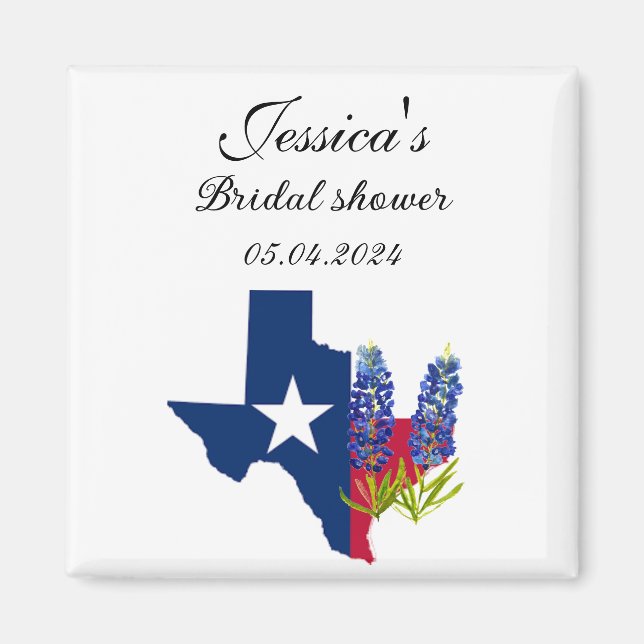 Aimant Bluebonnets Texas floral nuptiale douche (Devant)