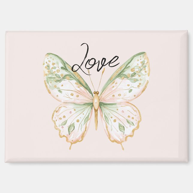 Aimant Blush Pink Mint Green Gold Butterfly Love (Recto)
