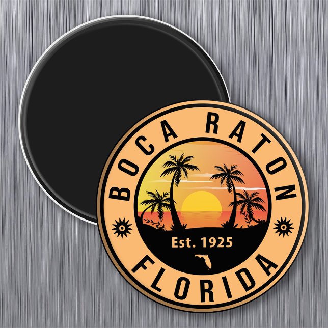 Aimant Boca Raton Florida Retro Sunset Beach Souvenirs (Créateur téléchargé)