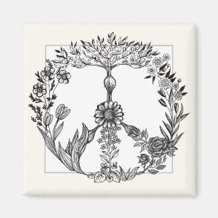 Aimant Boho Peace Sign Élégante fille mignonne jolie flor