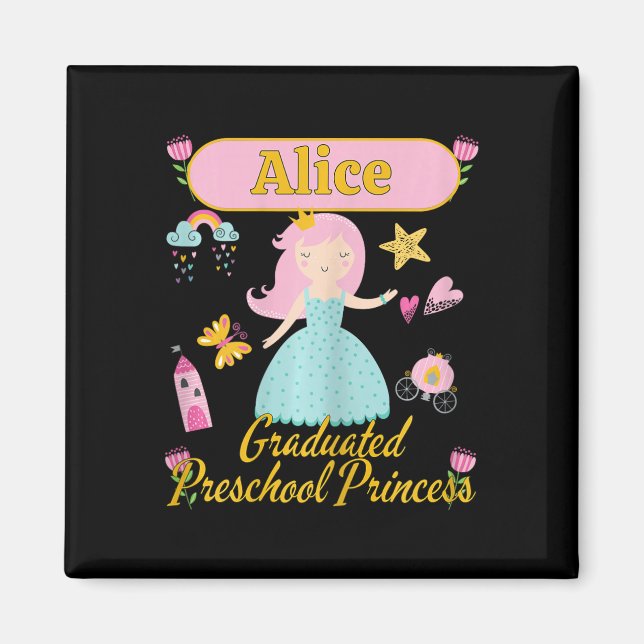 Aimant Boho Princesse Alice 2026 Préscolaire Personnalisé (Devant)