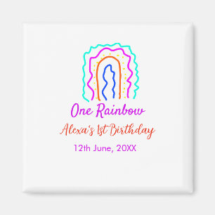 Aimant Boho Rainbow un anniversaire enfants brillant rétr
