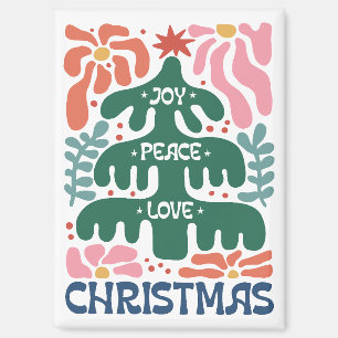 Aimant Boho sapin de Noël Joie Paix Amour Coloré