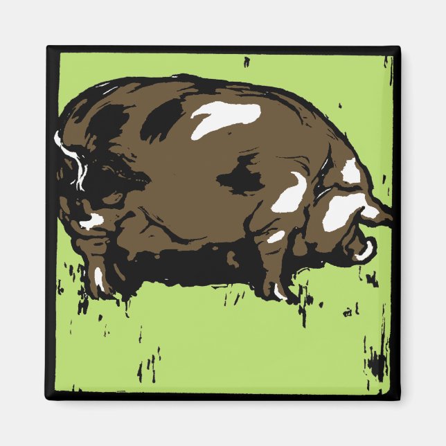 Aimant Bois de l'État victorien Animaux de ferme Cochons (Devant)