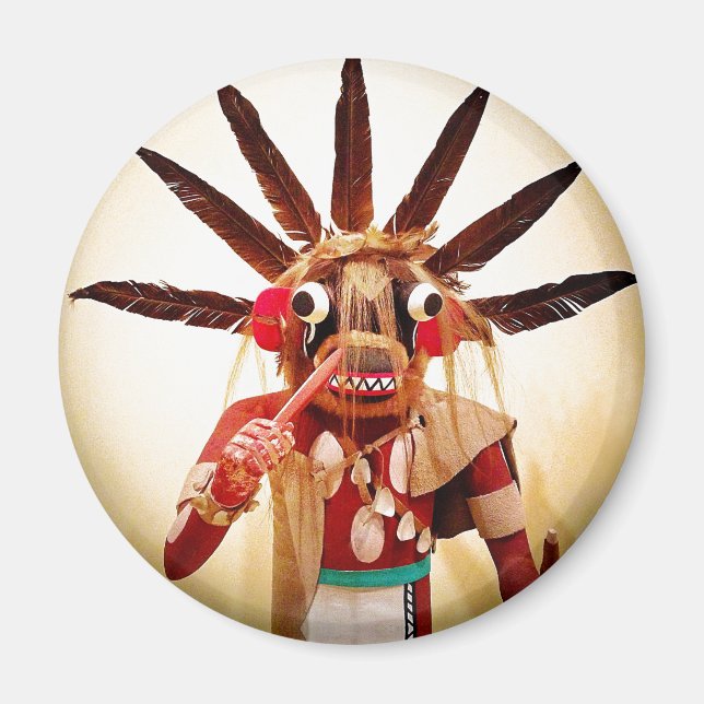 Aimant Bois kachina poupée photo audacieuse stupide migno (Devant)