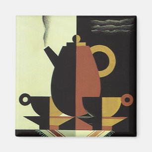 Aimant Boissons de boissons vintage Cafetière avec tasses