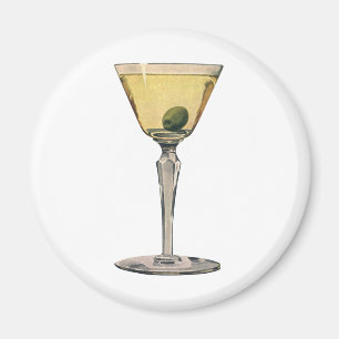 Aimant Boissons Vintage Drinks, Cocktail Martini aux oliv