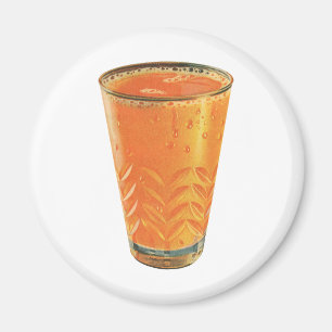 Aimant Boissons Vintage, Verre de Jus d'Orange Petit Déje