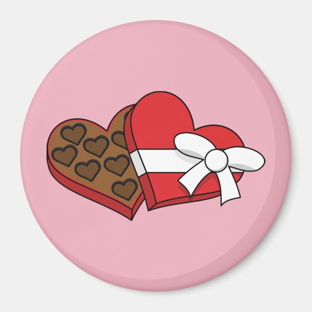 Aimant Boîte à chocolat de coeur de la Saint-Valentin (Devant)