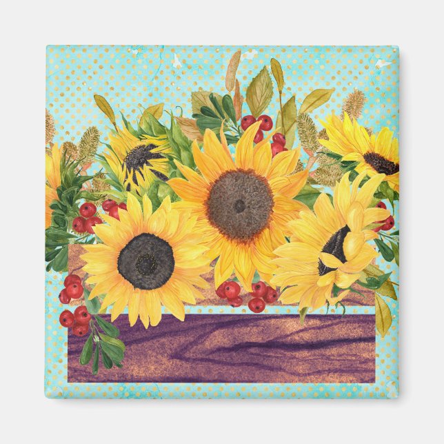Aimant Boite à fleurs de soleil (Devant)