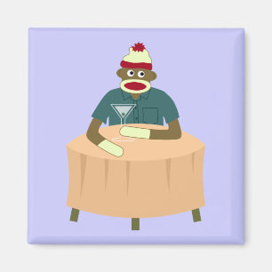 Aimant Boîte de nuit de Martini de singe de chaussette