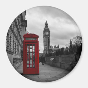 Aimant Boîte téléphonique rouge dans l'aimant rond de Lon