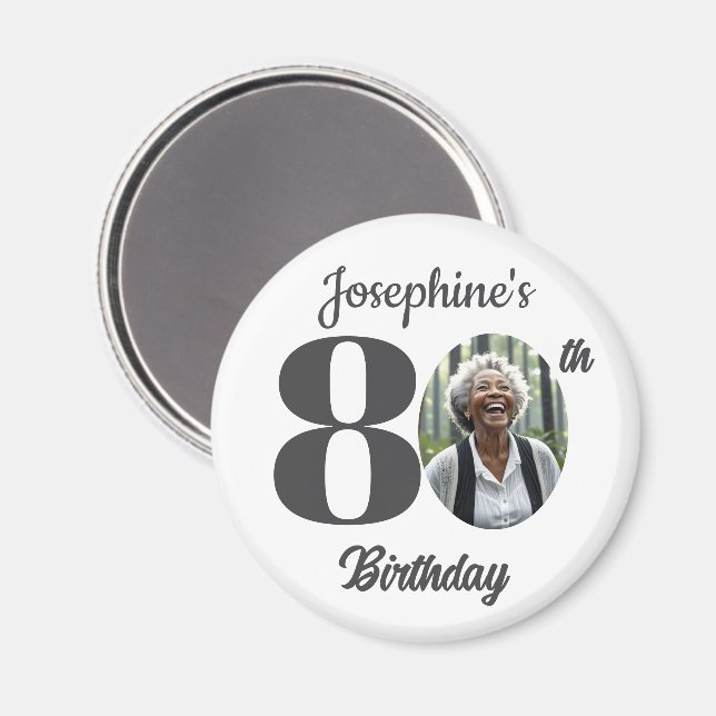 Aimant Bold 80th Birthday Party Photo Favor (Recto/Verso)