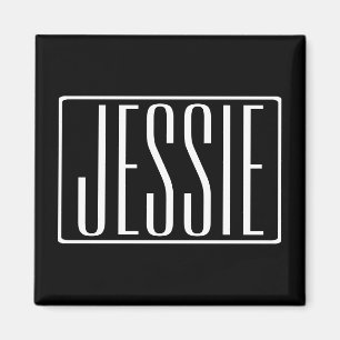 Aimant Bold & Modern Your name or Word   White On Black