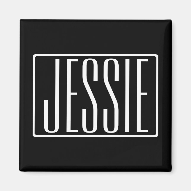 Aimant Bold & Modern Your name or Word | White On Black (Devant)