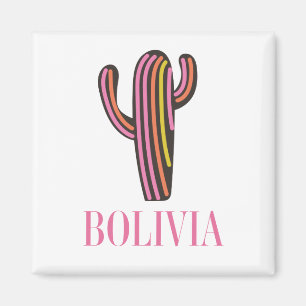 Aimant Bolivie cactus affiche voyage porte - clé carte po