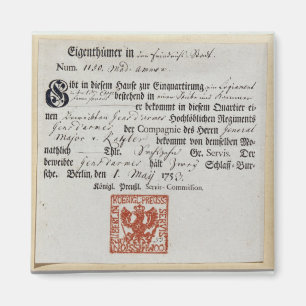 Aimant Bon d'hébergement, 1759