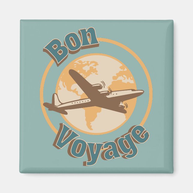 Aimant Bon voyage Voyage Voyageons dans le monde design (Devant)