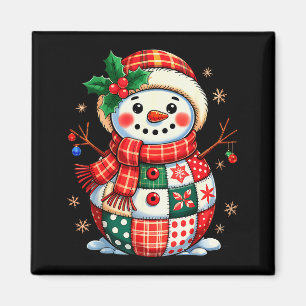 Aimant Bonhomme de neige en patchwork de Noël - Esthétiqu
