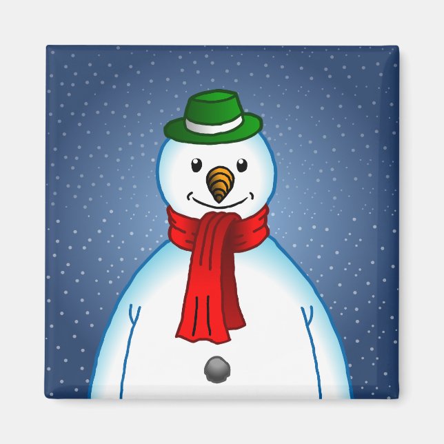 Aimant Bonhomme de neige mignon et joyeux (Devant)