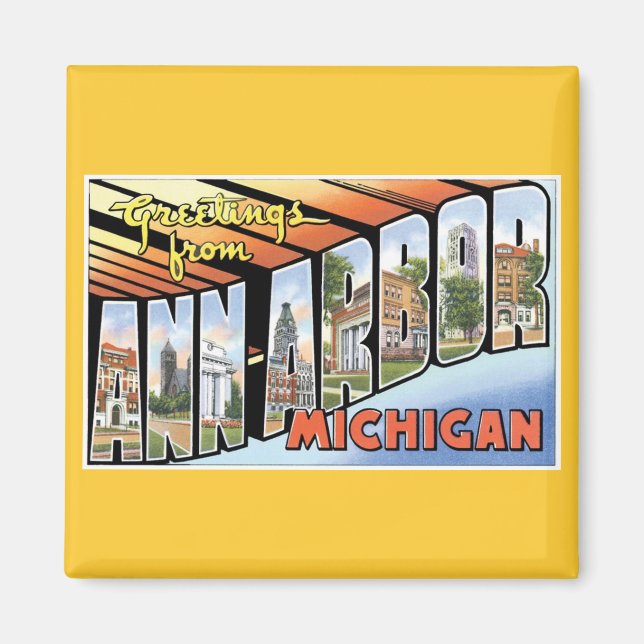 Aimant Bonjour à Ann Arbor, Michigan! (Devant)