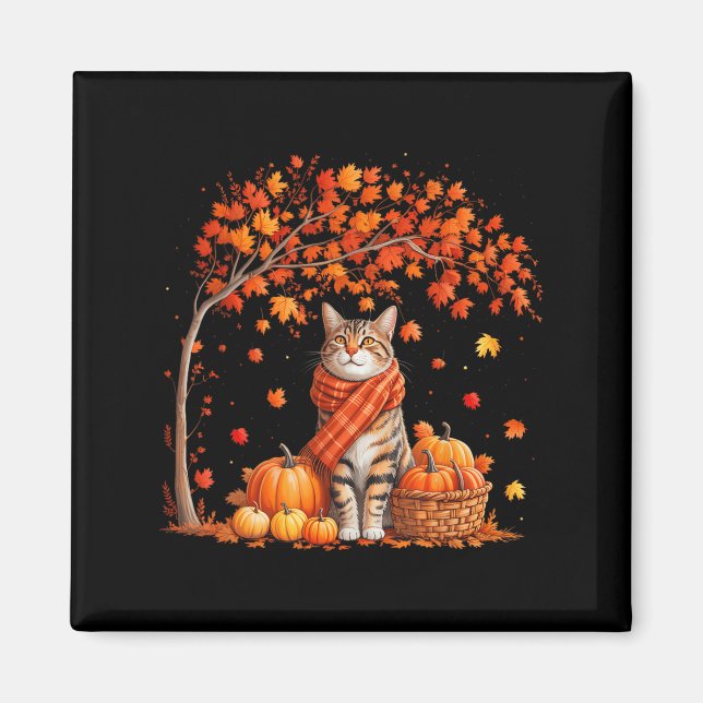 Aimant Bonjour Automne Chat Automne Leaf Kitten Lover Tha (Devant)