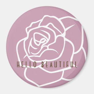 Aimant Bonjour Belle - Rose Rose Florale Moderne Chic