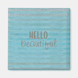 Aimant Bonjour Belle Typographie Bleu Stripes