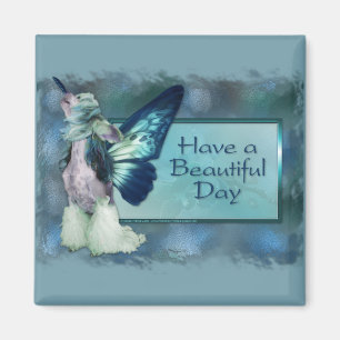 Aimant Bonjour - Blue Wings - beau jour - Sheeba