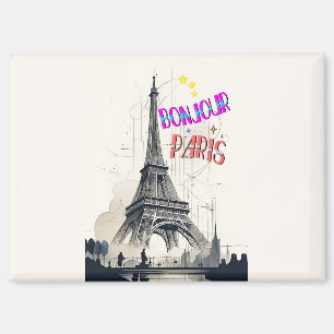 Aimant Bonjour Coloré Paris