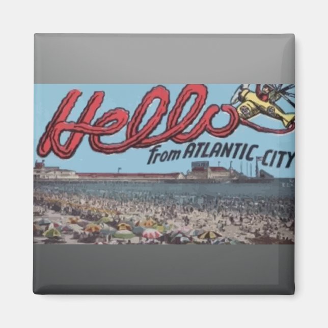 Aimant Bonjour De Atlantic City, Vintage (Devant)