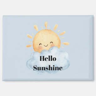 Aimant Bonjour Jaune de Soleil Nuage de Soleil Heureux  