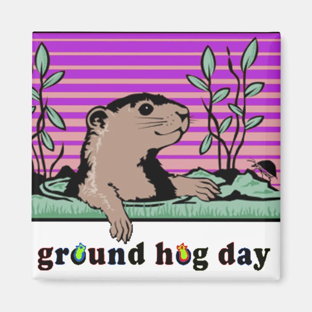 Aimant Bonjour, Ombre de Groundhog - (Devant)