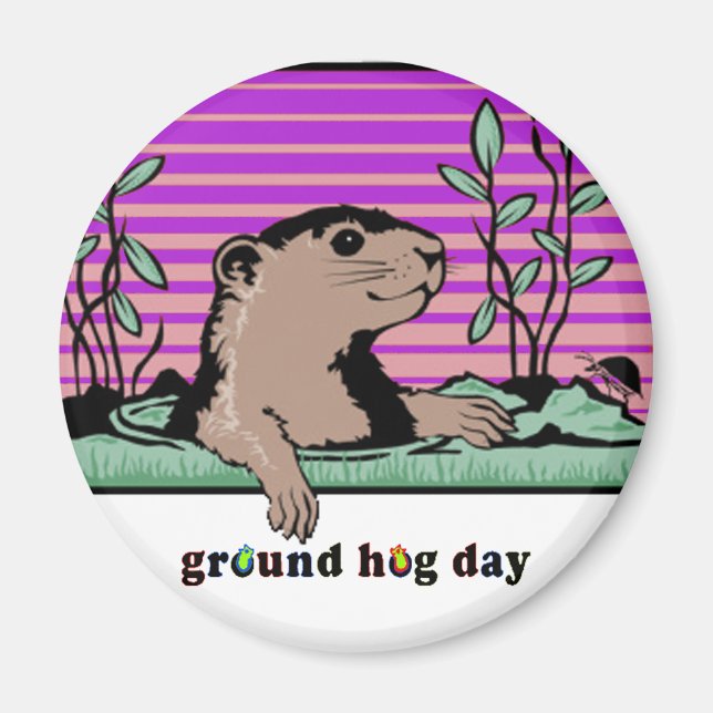 Aimant Bonjour, Ombre de Groundhog - (Devant)