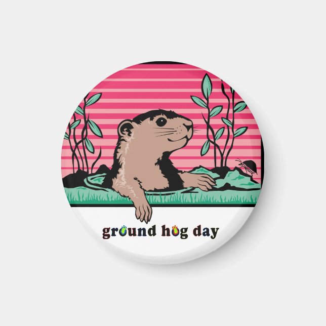 Aimant Bonjour, Ombre de Groundhog - (Devant)