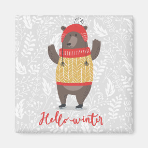 Aimant Bonjour Saison d'hiver Salutation Illustration Our