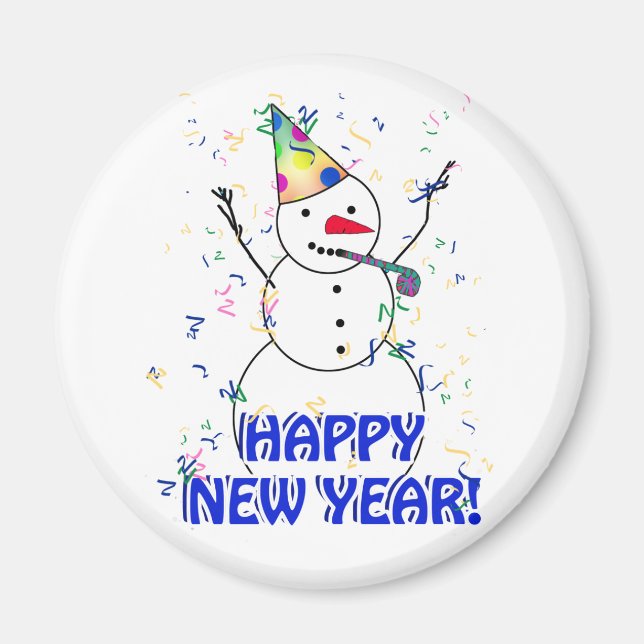 Aimant Bonne année de la fête du bonhomme de neige (Devant)