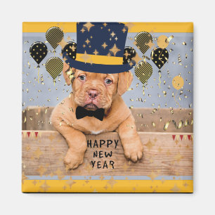 Aimant Bonne année du nouvel an chiot