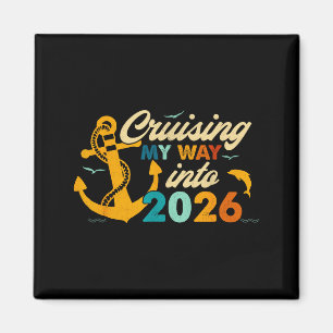 Aimant Bonne année rétro 2026 Nouvel An Disco Nœud Mignon